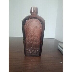 Vintage Wheaton Straubmullers Elixir  Tree Of Life  Purple/Brown Glass Bottle